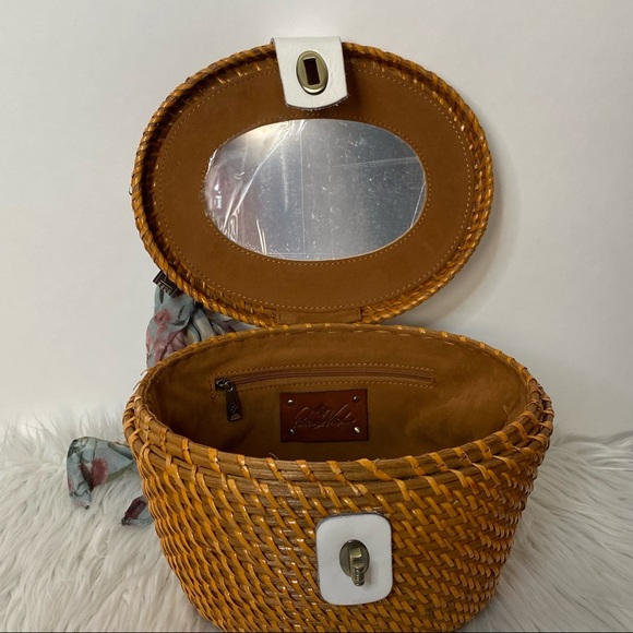 Patricia Nash Caselle Basket Purse with Tan & Crackled Rose Scarf - Picture 8 of 15